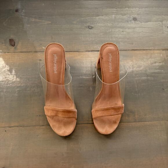 Jeffrey Campbell Blush Suede Clear Keira Slide Sandal Sz 9.5 - Picture 3 of 13